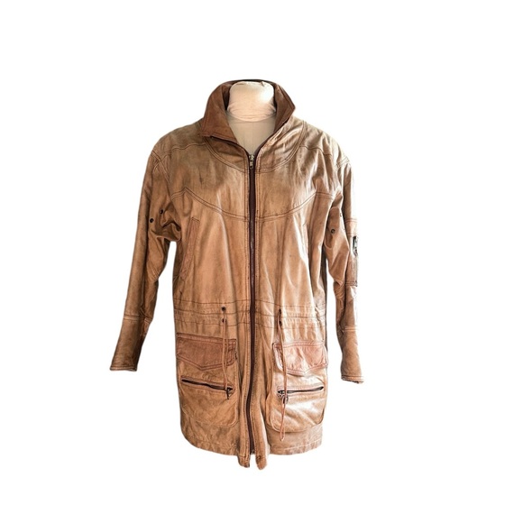 Hunters Run Leather Oversized Bomber Jacket Size Medium Vintage1980’s - Picture 11 of 11